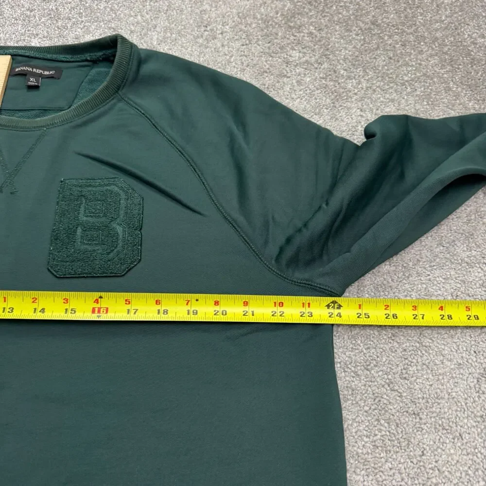 Banana Republic Pullover Sweatshirt Mens XL Green Tech Fleece Cew Neck Casual